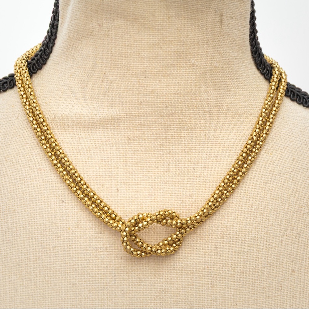 Metallic gold knotted necklace statement necklace Liz Claiborne Crazy Horse line